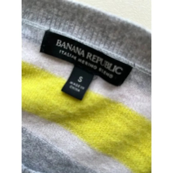Banana Republic Merino Blend Yellow Striped Sweater S - Picture 4 of 4